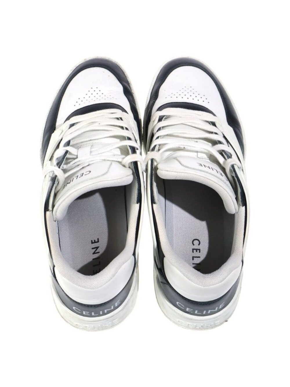 Celine Leather Lace Up Sneakers White Black - Picture 4 of 6